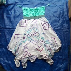 Zumbiez Colorful Strapless Dress with Geometric Patterns